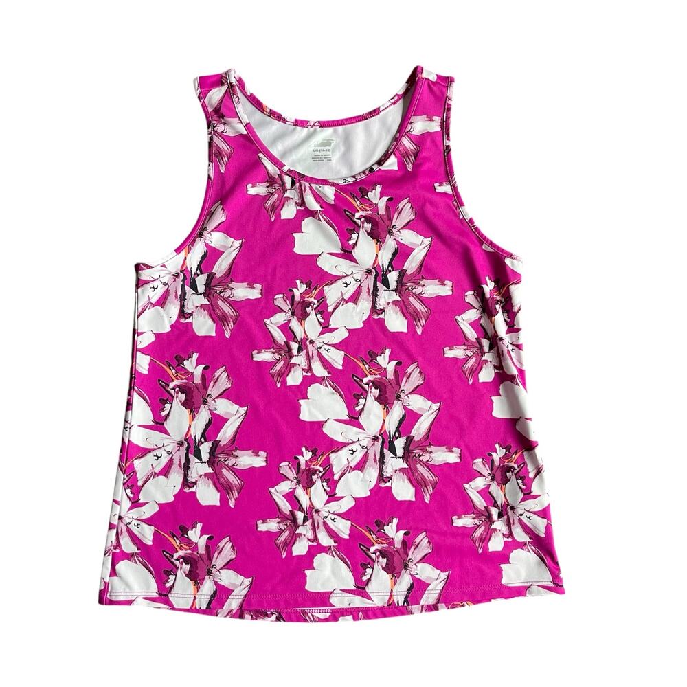 Girls L 10-12 Avia Light Purple Magenta Floral Sleeveless Athletic Tank Top